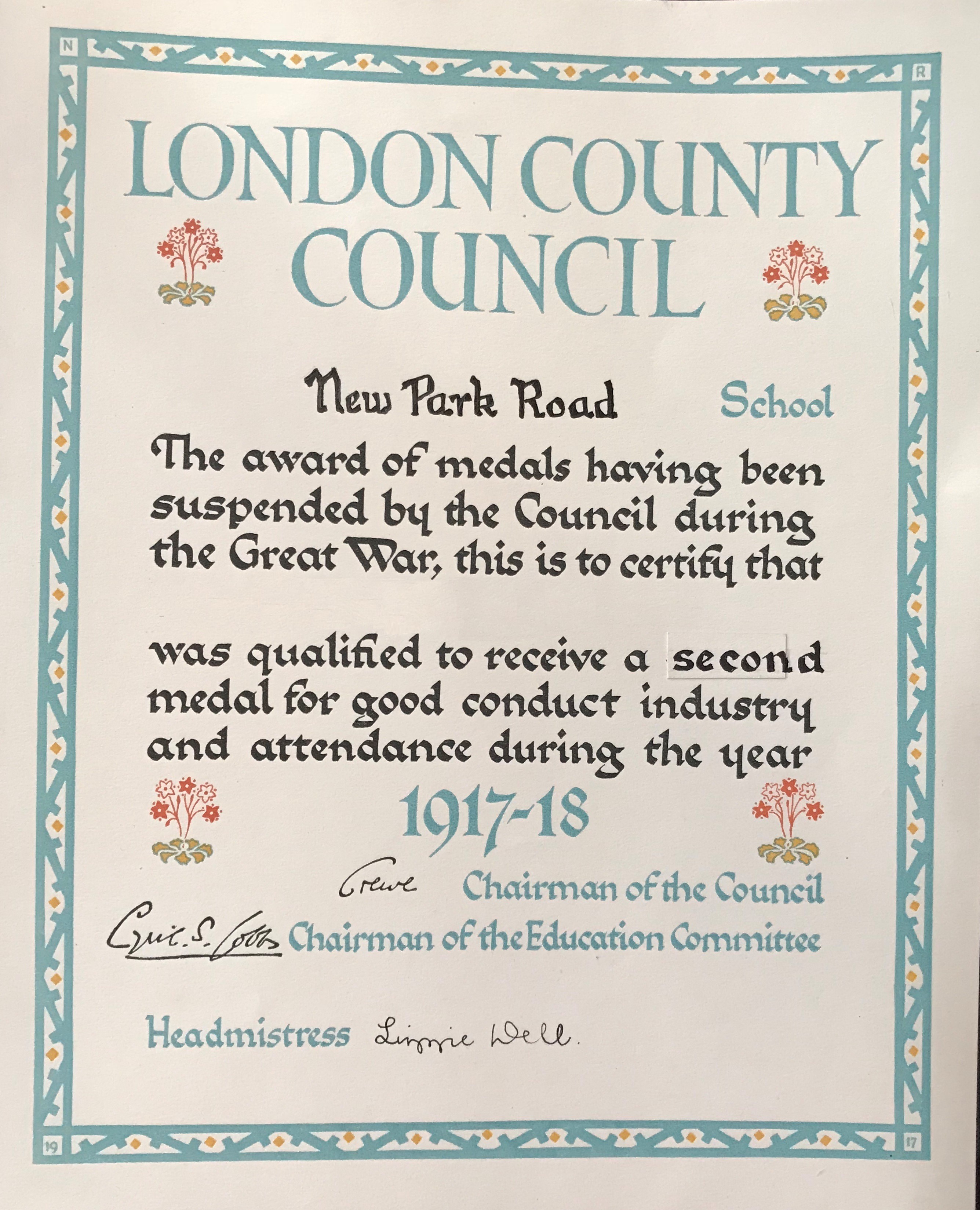 07 LCC Good conduct certificate 1917-18 03