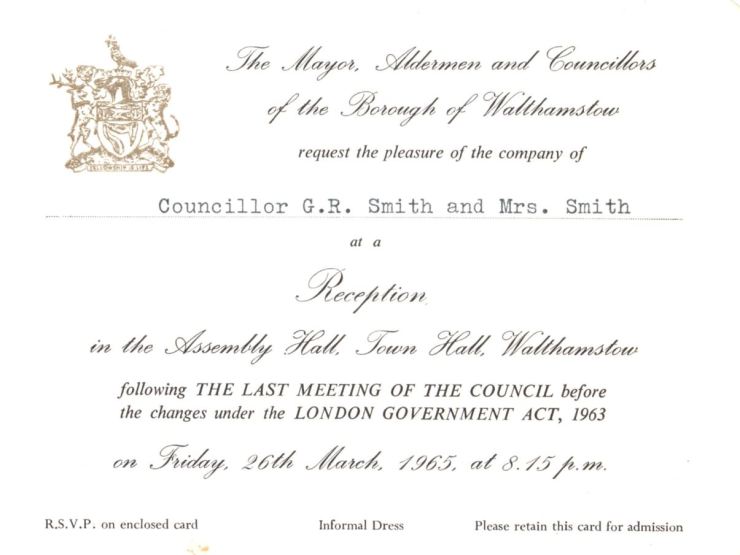 1965 Walthamstow invite