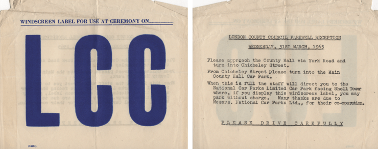 LCC Farewell car park pass