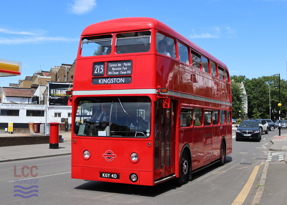 FRM1 is a red double decker bus. It has a single front entrance and the engine is at the rear, a reversal of the traditional Routemaster. 